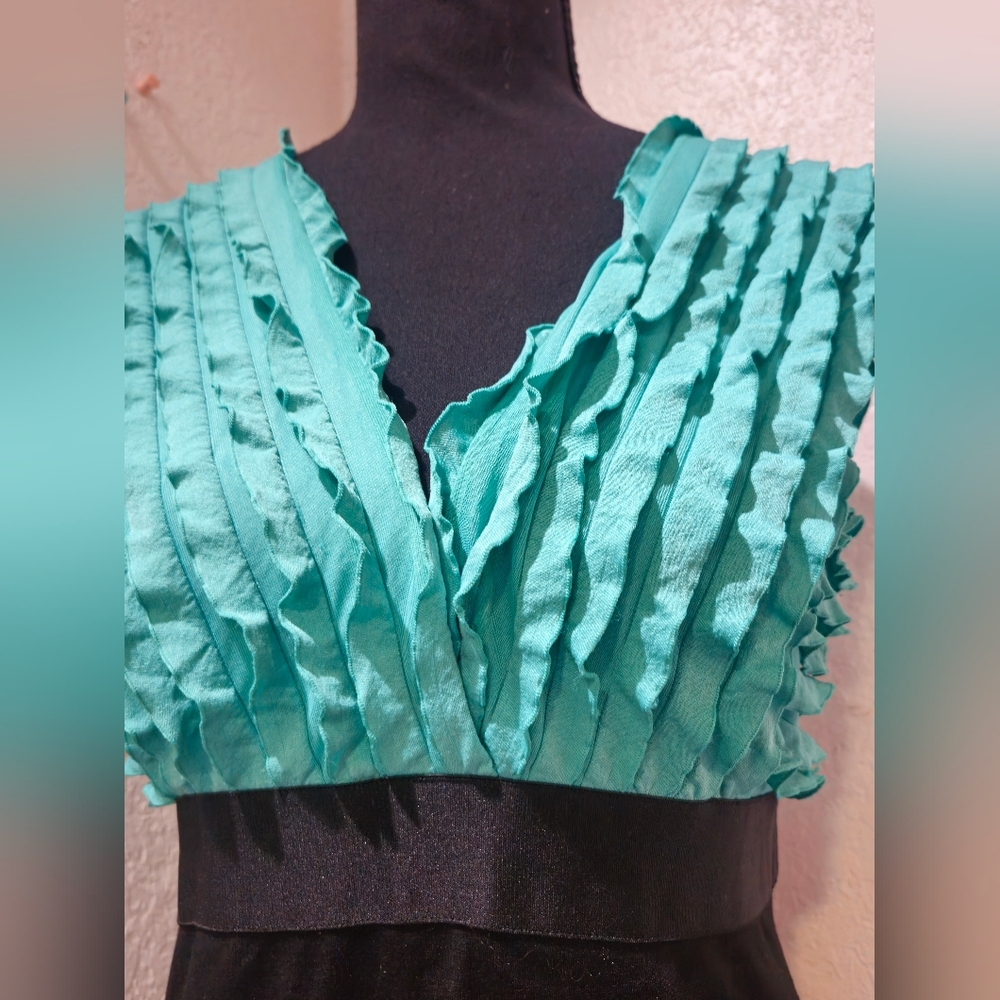 Sophia Max Black and Teal Ruffle Mini Dress image 4